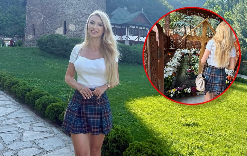 Cum a apărut Andreea Bălan îmbrăcată la Mănăstirea Prislop. Artista a mers în fustă mini să se roage la mormântul lui Arsenie Boca