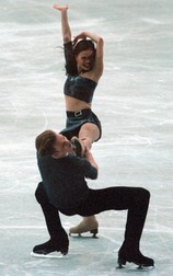 SPB03-19991127-SAINT PETERSBURG, RUSSSIAN FEDERATION: Russian Anna Semenovich and Roman Kostomarov perform there free dance programme at the ISU Figure Skating Grand Prix of Russia in St.Petersburg, Saturday 27 November 1999. Semenovich and Kostomarov finished fourth. EPA PHOTO EPA/ANATOLY MALTSEV