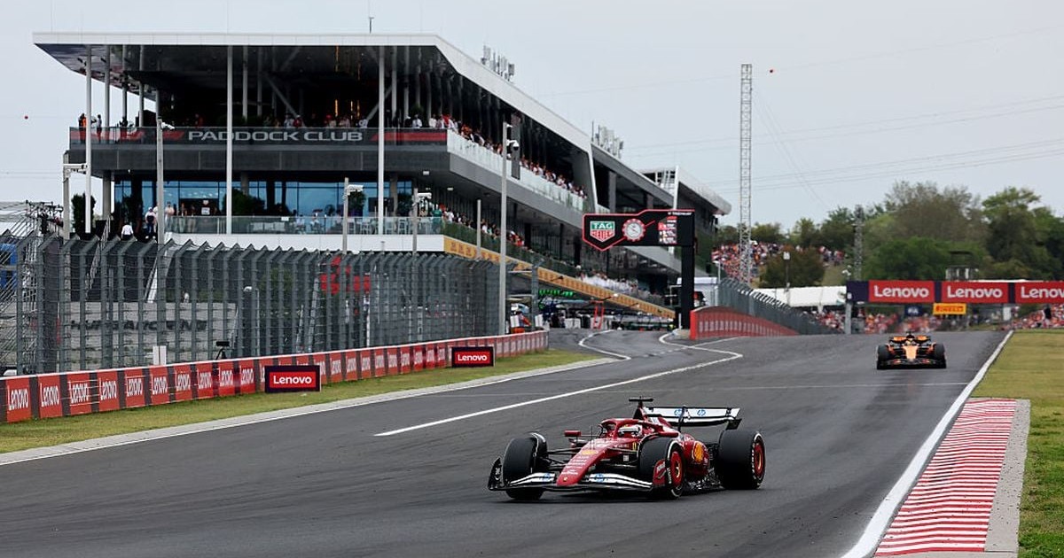 BUDAPEST, HUNGARY - AUGUST 03: Charles Leclerc of Monaco driving the (16) Scuderia Ferrari SF-25 leads Oscar Piastri of Australia driving the (81) McLaren MCL39 Mercedes on track during the F1 Grand Prix of Hungary at Hungaroring on August 03, 2025 in Budapest, Hungary. (Photo by Clive Rose/Getty Images)