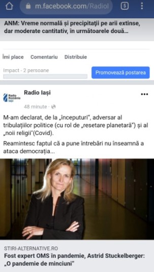 Postarea facuta de pe contul oficial al postului public de radio