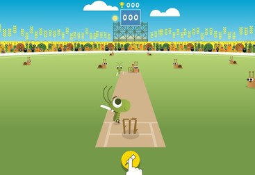Captura din jocul de cricket google doodle