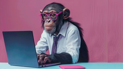 maimuta-imbracata-laptop