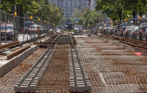Lucrări la liniile de tramvai din București