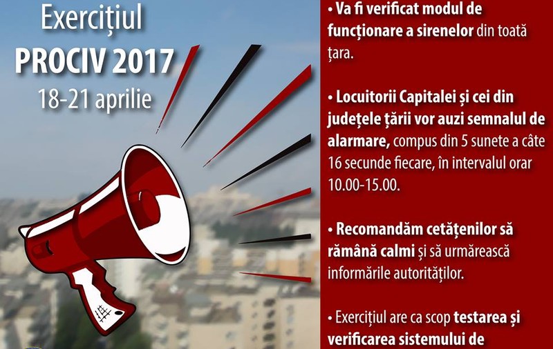 Sirenele vor răsuna azi în București și alte 13 județe. Recomandările autorităților