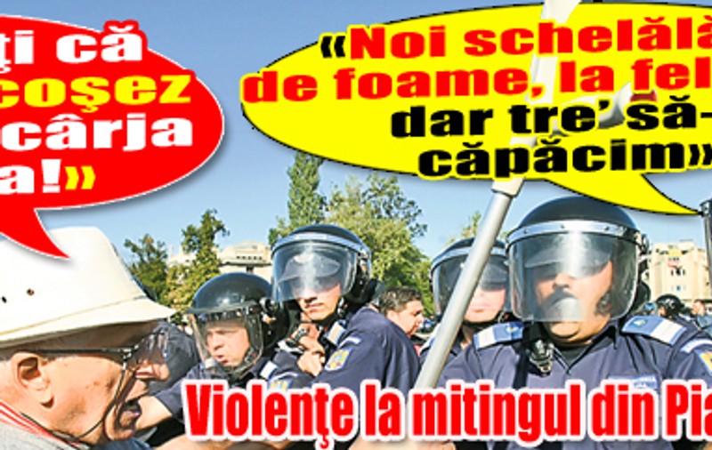 Aşa s-au înfruntat oamenii legii cu manifestanţii - «Staţi că vă cocoşez eu cu cârja mea!»