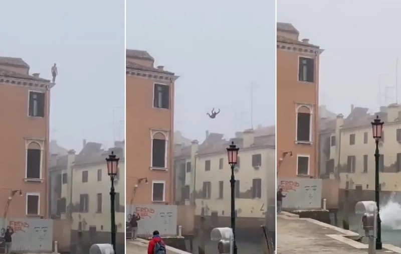 Autoritățile italiene caută un bărbat care s-a aruncat de pe o clădire cu trei etaje într-un canal din Veneția