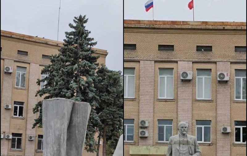 O statuie a lui Lenin a fost restaurată în orașul-port Henichesk, lângă Herson, ocupat de armata rusă