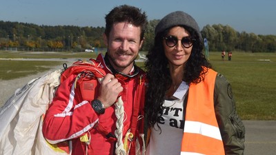 Parachute jump out of a zeppelin
