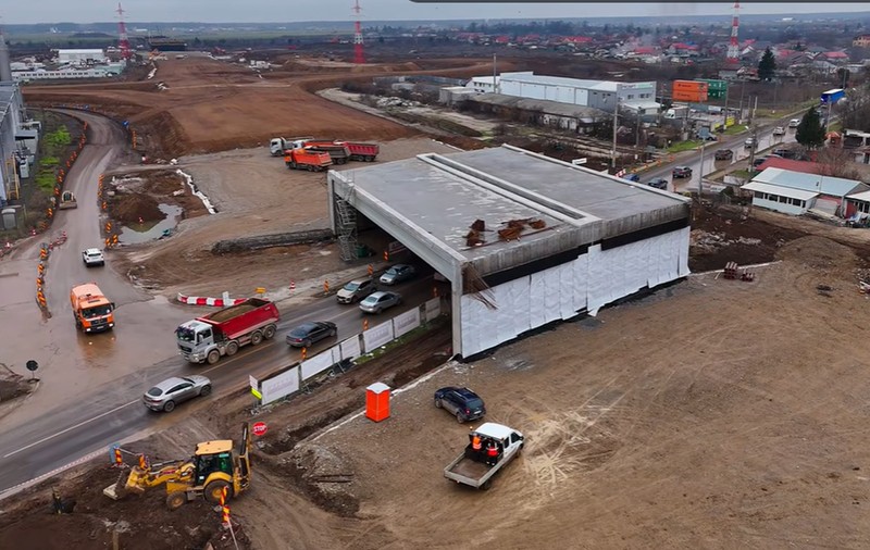 Imagini noi de pe Autostrada Bucureștiului A0 cu lotul 1 Nord, ce ar putea fi dat parțial în trafic la primăvară