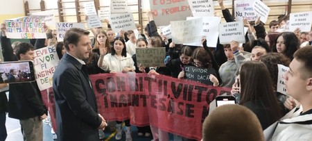 Protest la Liceul Tehnologic de Vest din Timișoara. Foto: Facebook Liceul Tehnologic de Vest