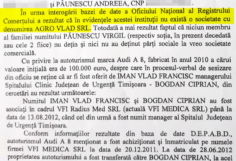 Fragment din ordonanța de clasare