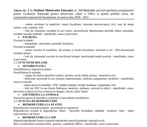 Programa Biologie Bac 2021