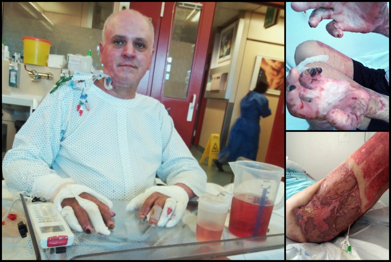 Mihai Sfetcu, în rezerva de la Institutul Naţional de Recuperare, unul dintre numeroasele spitale prin care a trecut de la întoarcerea în ţară