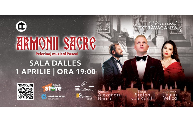 Tenorul ŞTEFAN von KORCH şi soprana ELINA VELICA evocă miracolul  Învierii cu „ARMONII SACRE” pe 1 aprilie la Sala Dalles