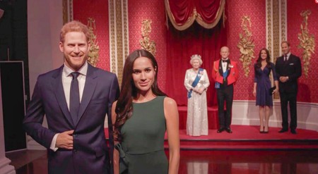 Photo©2020: Madame Tussauds via The Grosby Group Prince Harry and Meghan Markle, The Duke and Duchess of Sussex have officially been separated - at least, their waxworks have been.Meghan MarkleŐs wax figure will be moved to stand alongside celebrities at Madame Tussauds London, to reflect her independent celebrity status. The American former actress, who was a celebrity in her own right before marrying Harry, will now take up a spot next to her A-list wedding guests. These include Tom Hardy, the Beckhams and actress Priyanka Chopra. Meanwhile, Prince Harry will rejoin the rest of the Royal Family replicas in a different room. Steve Davies, general manager at Madame Tussauds London, said: "We're always listening to what people have to say about their favourite stars."Meghan continues to carve out her own modern take on life as a royal and we want to mirror her independent celebrity status in the attraction."It's not necessarily forever - and we're not splitting our loved-up couple. We're just allowing Meghan to mingle in her more-familiar celebrity circle for a while." The waxworks were first unveiled at the London gallery ahead of the royal wedding in May 2018. The coupleŐs figures are wearing the outfits they wore to announce their engagement in November 2017 - Meghan is in her green sleeveless Parosh bow dress, while Harry wears a navy blue suit. Please note: The Grosby Group does not claim any ownership including but not limited to Copyright or License in the attached material. Fees charged by The Grosby Group are for The Grosby Group's services only, and do not, nor are they intended to, convey to the user any ownership of Copyright or License in the material. By publishing this material you expressly agree to indemnify and to hold The Grosby Group and its directors, shareholders, agents and employees harmless from any loss, claims, damages, demands, expenses (including legal fees), or any causes of action or allegation against The Grosby Group arising out of or connected in any way with publication of the material. *** Local Caption *** Please note: The Grosby Group does not claim any ownership including but not limited to Copyright or License in the attached material. Fees charged by The Grosby Group are for The Grosby Group's services only, and do not, nor are they intended to, convey to the user any ownership of Copyright or License in the material. By publishing this material you expressly agree to indemnify and to hold The Grosby Group and its directors, shareholders, agents and employees harmless from any loss, claims, damages, demands, expenses (including legal fees), or any causes of action or allegation against The Grosby Group arising out of or connected in any way with publication of the material., Image: 491873422, License: Rights-managed, Restrictions: , Model Release: no, Credit line: Madame Tussauds via The Grosby Group / Grosby Group / Profimedia