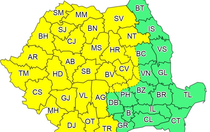 Cod galben de furtuni aproape în toată țara. Vezi ce zone sunt vizate