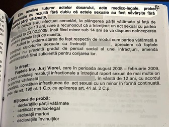 În rechizitoriul Parchetului de pe lângă Tribunalul Hunedoara nu se spune că fetiţa avea 11 ani atunci când Jurj a agresat-o sexual.