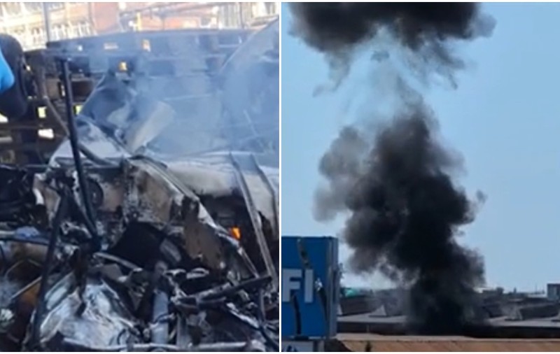 Filmul tragediei din Arad în care doi oameni au murit, după ce un avion de mici dimensiuni s-a prăbușit în curtea fabricii Astra Vagoane