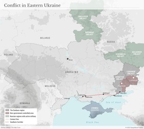 Harta conflictului din Donbas. Sursa: Geopolitical Futures