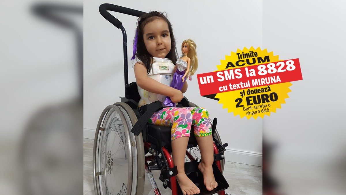 Prețul vieții Mirunei este de 2.200.000 de dolari. Fetița suferă de amiotrofie spinală, iar tratamentul genetic salvator poate fi adus doar din SUA