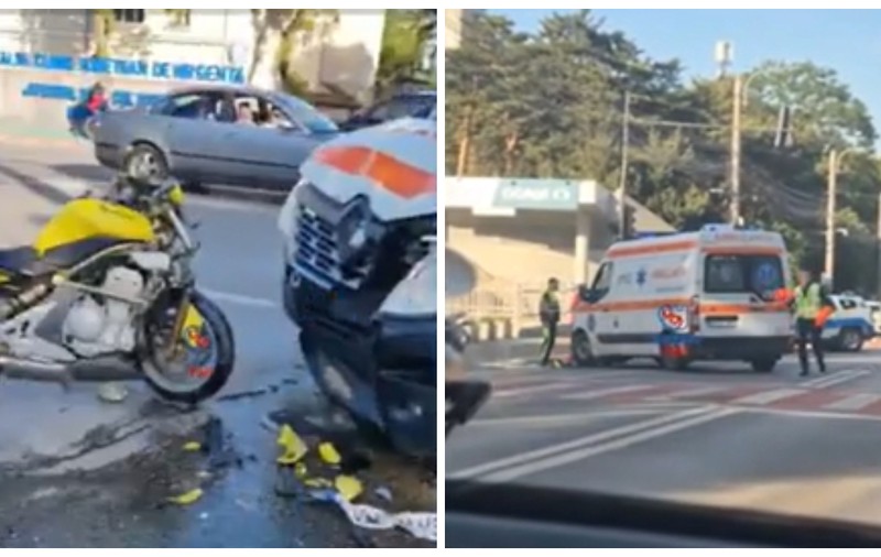 Un motociclist băut a intrat în plin într-o ambulanță, la Suceava. Bărbatul e polițist, iar colegii săi au deschis o anchetă