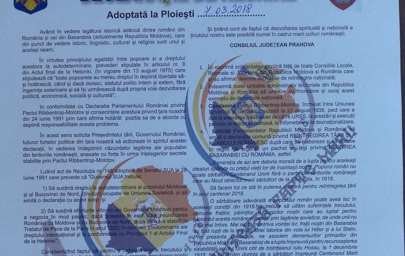 Mircea Cosma semnează alături de consilierii județeni din Prahova o ”Declarație de reunire” cu Basarabia