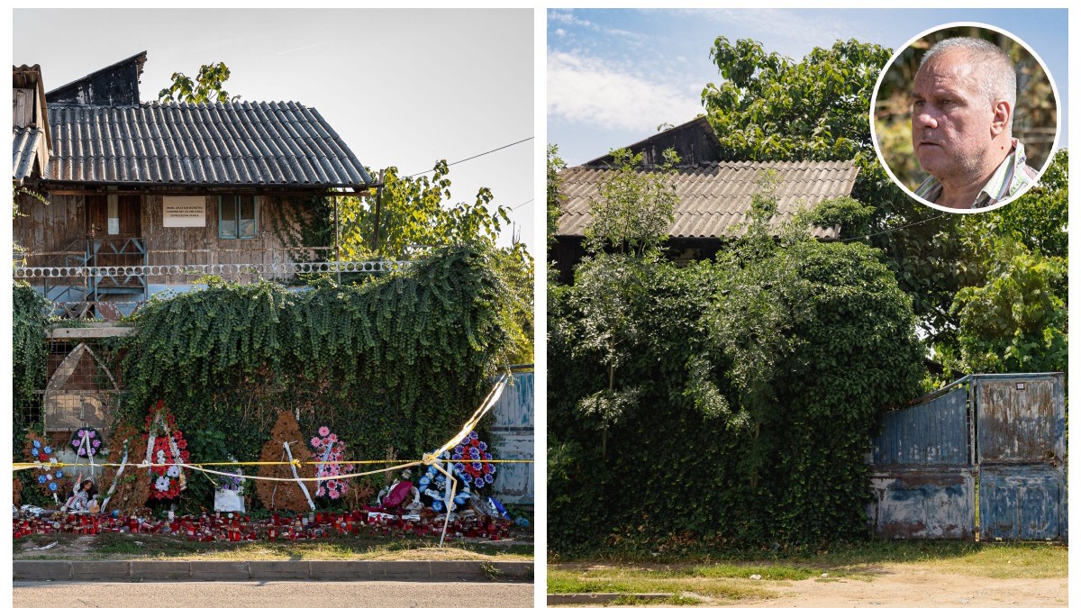 Colaj realizat din 2 fotografii cu casa lui Gheorghe Dincă , ăn stanga 2019, ăn dreapta 2026.