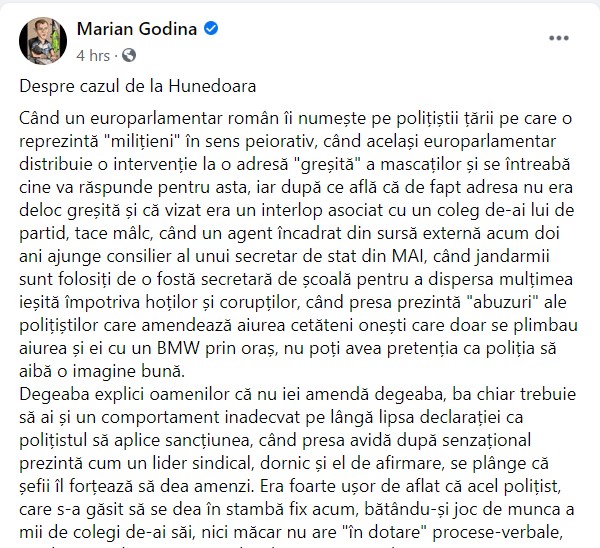 Facebook Marian Godină: