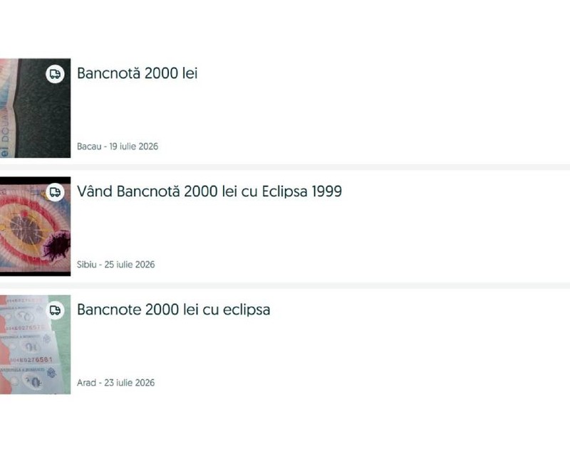 Cât costă o bancnotă de 2.000 de lei cu eclipsa de Soare din 1999: seria cea mai căutată de colecționari