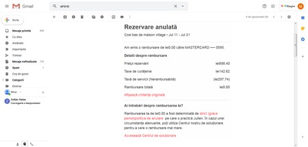 Așa arăta o rezervare anulată.