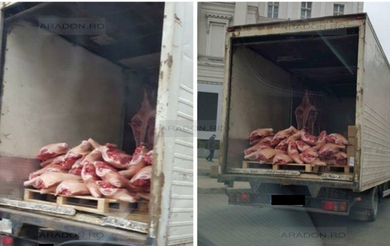 Scandalos! Chiar nu le pasă de sănătatea noastră? Uite cum se transportă carnea la Arad
