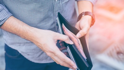 Bani in portofel - imagine simbol, Shutterstock