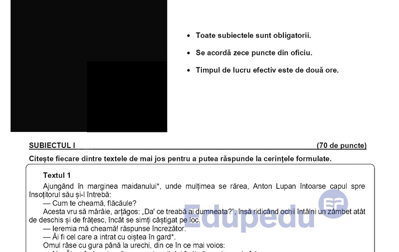 Subiectele la Română la Evaluarea Națională 2026 – Ce spune baremul de corectare