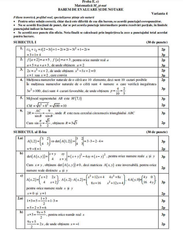 Subiecte Matematică BAC 2026, sesiunea de toamnă. Ce le-a picat elevilor la proba obligatorie a profilului la Bacalaureat