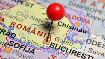 Hartă care cuprinde România, Republica Moldova și parțial regiunea Odesa Foto: Shutterstock