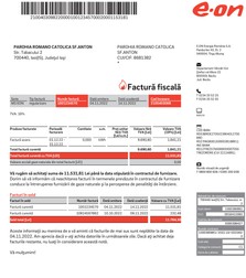 Factura primită de parohie