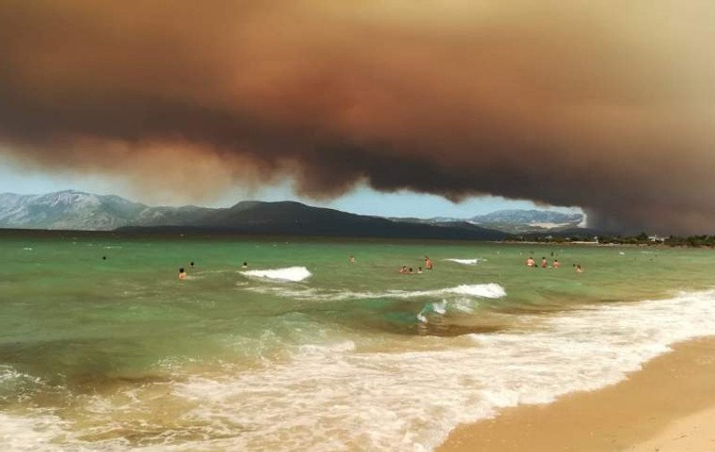 Incendiu puternic pe insula Evia, din Grecia. Sute de pompieri sunt în alertă