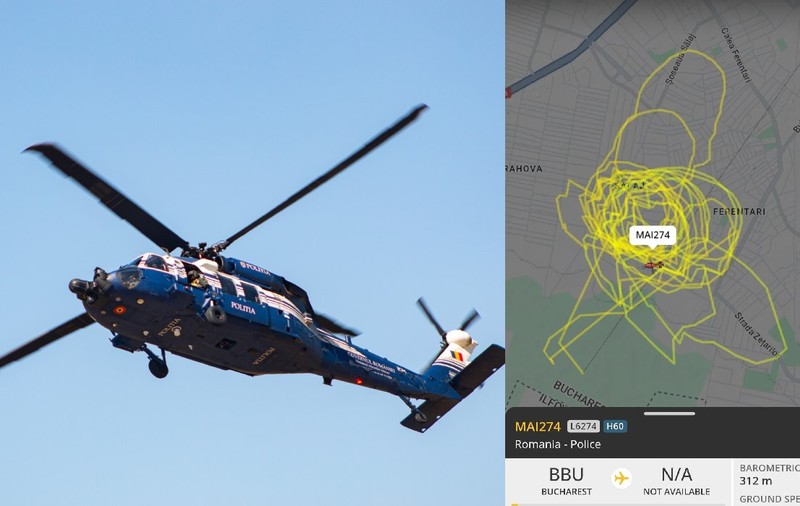 Un elicopter Blackhawk a dat târcoale ore întregi unor cartiere din București. Care este motivul