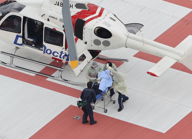 Shinzo Abe a fost transportat cu un elicopter la spital Foto: Profimedia