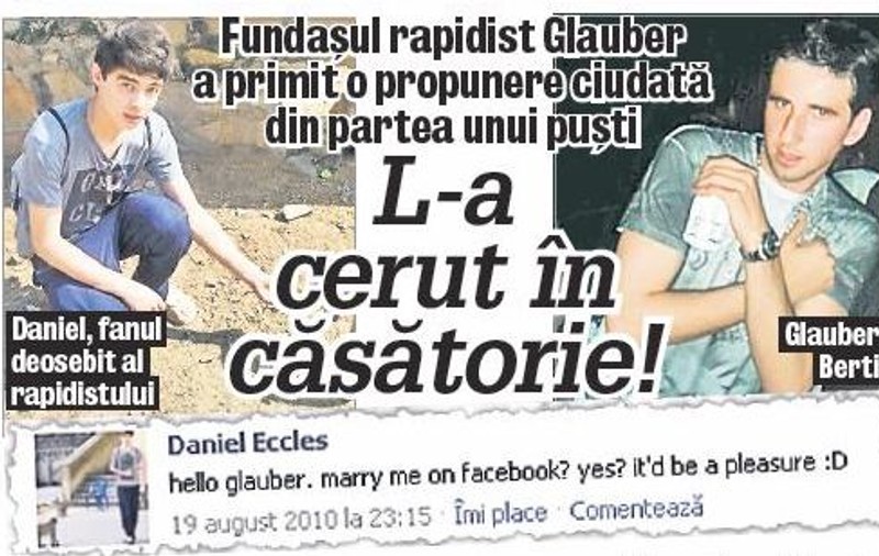 Fundaşul rapidist Glauber a fost cerut în căsătorie de un puşti