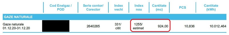Consumul estimat pe factură