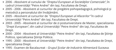 Extras din CV-ul deputatului PNL Ioan Bălan de pe site-ul Camerei