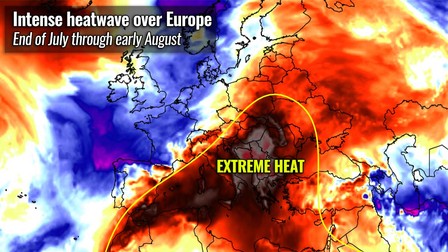 Zonele afectate de valul extrem de căldură, potrivit Centrul Climatologic Regional European