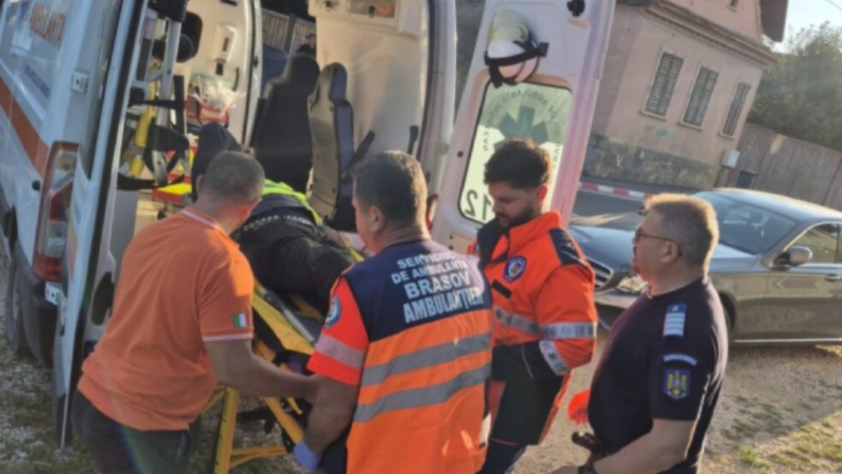 Bărbatul a fost transportat la spital. Foto Jandarmeria Brașov