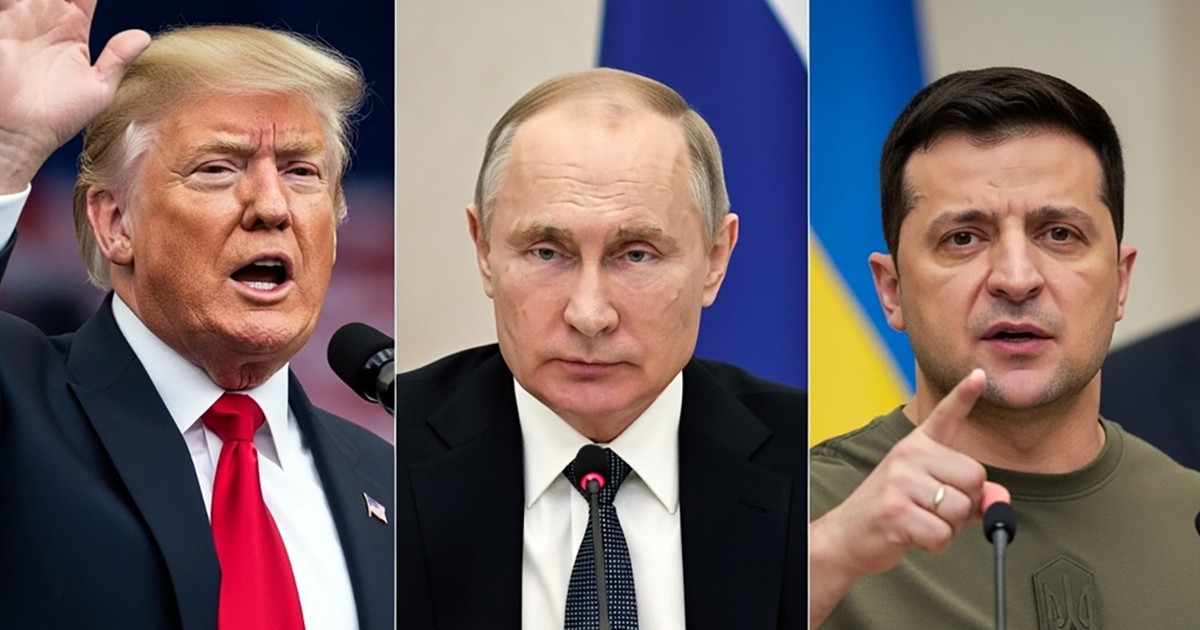 Colaj cu Donald Trump (stânga), Vladimir Putin (centru) și Volodimir Zelenski. Imagine cu caracter ilustrativ Foto: Shutterstock
