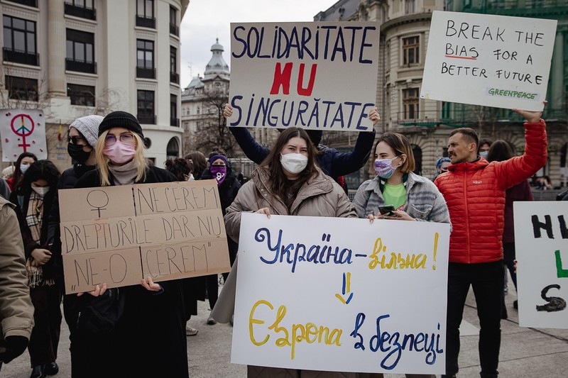 Protest de Ziua Femeii în București. Foto: Eli Driu