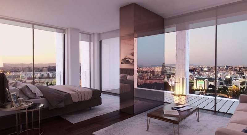 Imagine din interiorul apartamentului deținut de Cristiano Ronaldo în Lisabona.