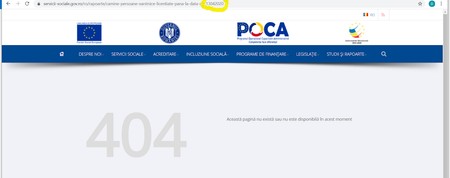 „404 - această pagină nu există sau nu este disponibilă”, mesajul afișat în baza de date a MM