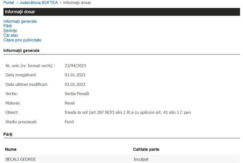 Sursa: Portalul instanțelor de judecată