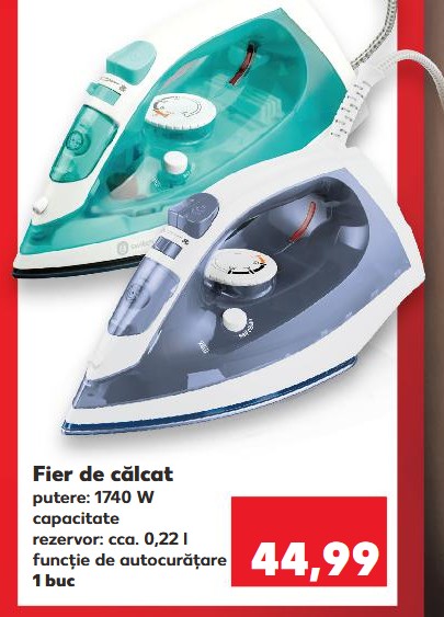 Fierul de călcat Switch On disponibil la Kaufland costă 44,99 de lei. Foto: Captură ecran catalog oferte Kaufland